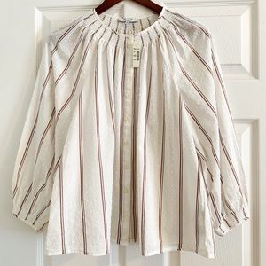 Madewell Off White Smocked-neck Top